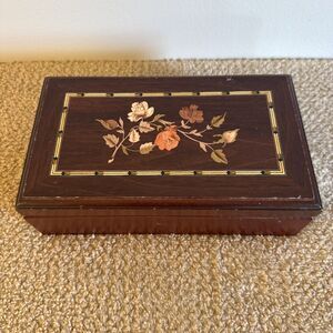 Always & Forever Wooden Mirrored Jewelry Box Chest 9" x 5.5" x 3" Inlay Top